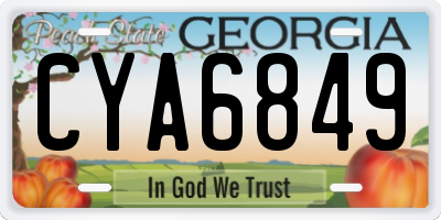 GA license plate CYA6849