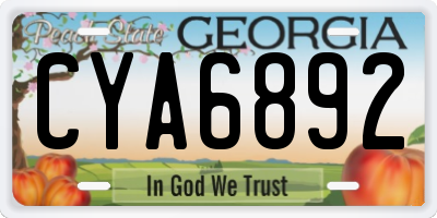 GA license plate CYA6892