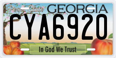GA license plate CYA6920