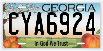 GA license plate CYA6924
