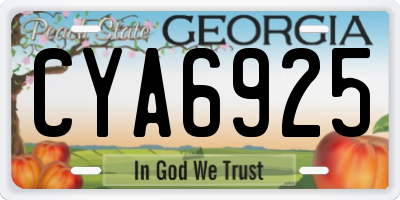 GA license plate CYA6925