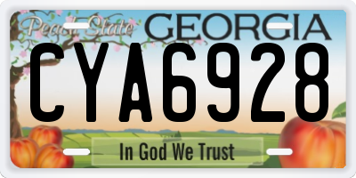 GA license plate CYA6928