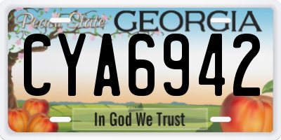GA license plate CYA6942