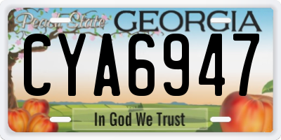 GA license plate CYA6947