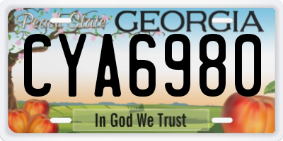 GA license plate CYA6980