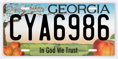GA license plate CYA6986