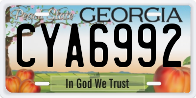 GA license plate CYA6992
