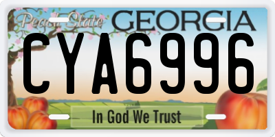 GA license plate CYA6996