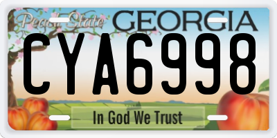 GA license plate CYA6998