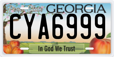 GA license plate CYA6999