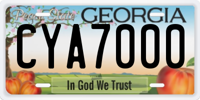GA license plate CYA7000