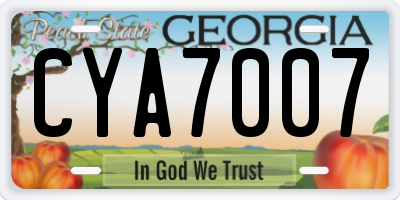 GA license plate CYA7007