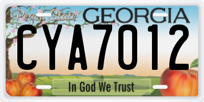 GA license plate CYA7012