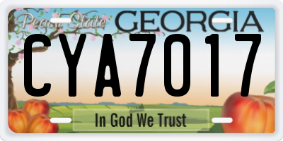 GA license plate CYA7017