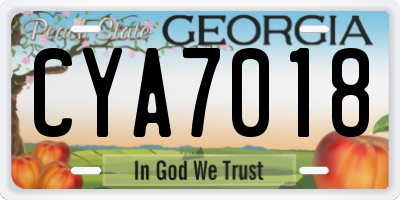 GA license plate CYA7018