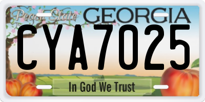 GA license plate CYA7025