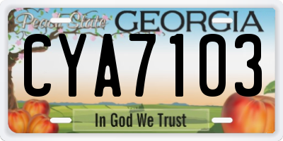 GA license plate CYA7103