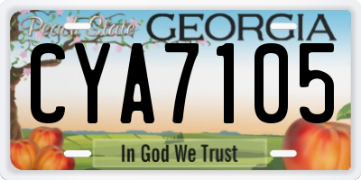 GA license plate CYA7105