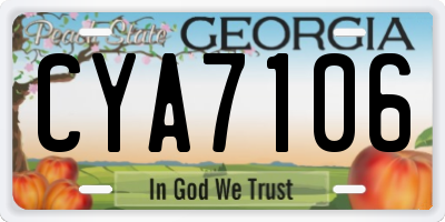 GA license plate CYA7106