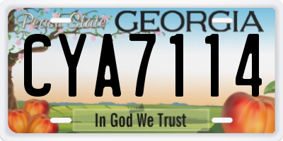GA license plate CYA7114