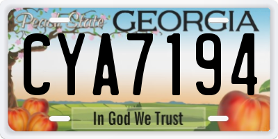 GA license plate CYA7194