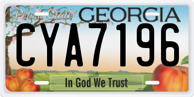 GA license plate CYA7196