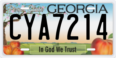 GA license plate CYA7214