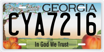 GA license plate CYA7216