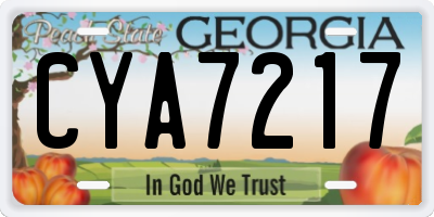 GA license plate CYA7217