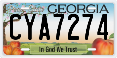 GA license plate CYA7274