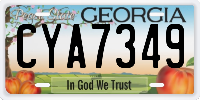 GA license plate CYA7349