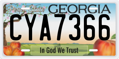 GA license plate CYA7366