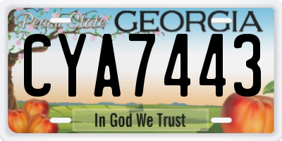 GA license plate CYA7443