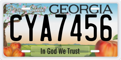 GA license plate CYA7456