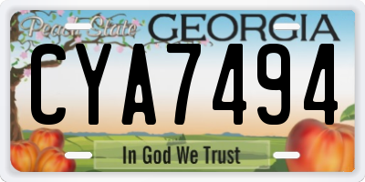 GA license plate CYA7494