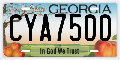GA license plate CYA7500