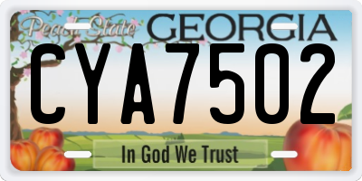 GA license plate CYA7502
