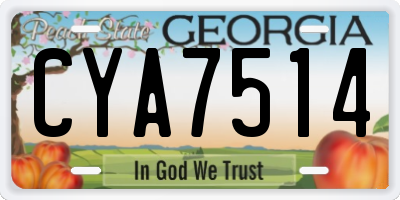 GA license plate CYA7514