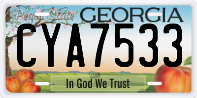 GA license plate CYA7533