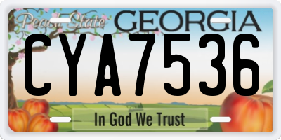 GA license plate CYA7536