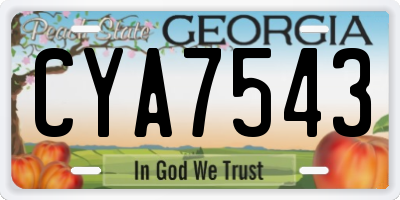 GA license plate CYA7543