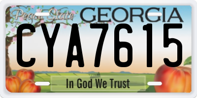 GA license plate CYA7615