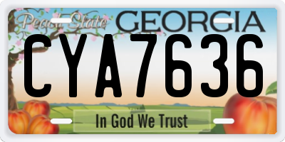 GA license plate CYA7636