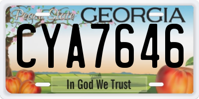 GA license plate CYA7646