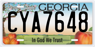 GA license plate CYA7648