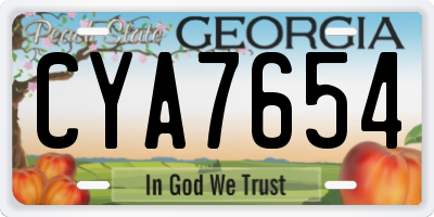 GA license plate CYA7654