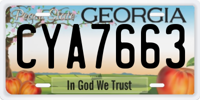 GA license plate CYA7663