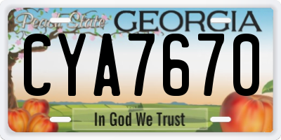 GA license plate CYA7670