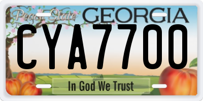 GA license plate CYA7700