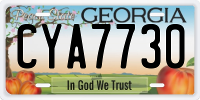GA license plate CYA7730